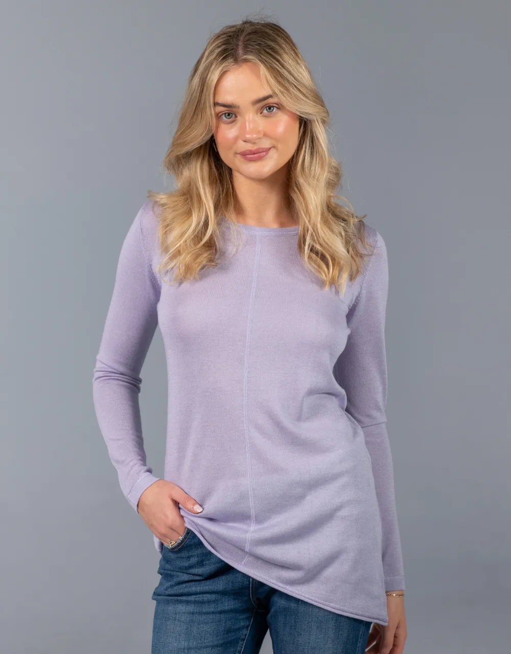 Ultrafine Long Sweater in Lila Blush