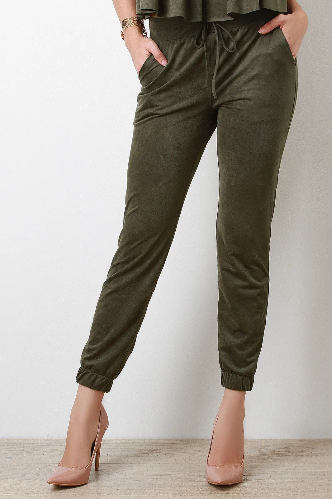 Vegan Suede Jogger Pants