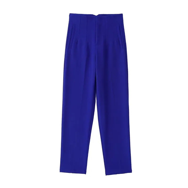 Vintage High Waist Ankle Length Trousers for Women