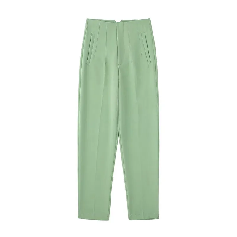 Vintage High Waist Ankle Length Trousers for Women