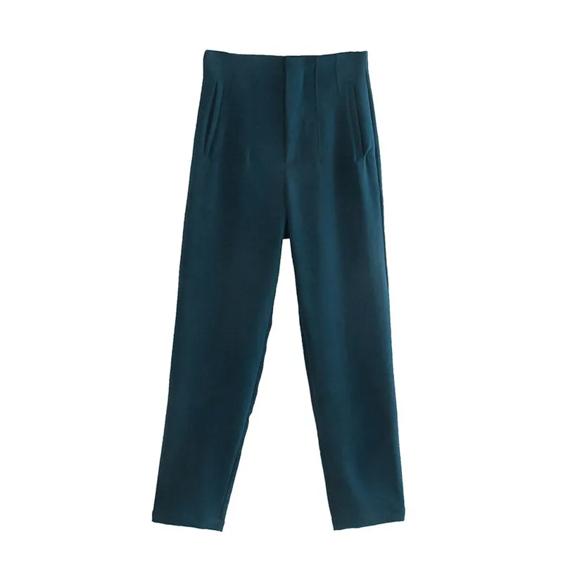 Vintage High Waist Ankle Length Trousers for Women