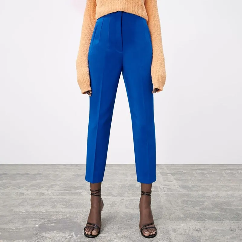 Vintage High Waist Ankle Length Trousers for Women