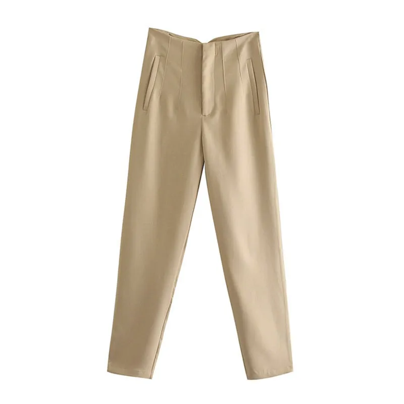 Vintage High Waist Ankle Length Trousers for Women