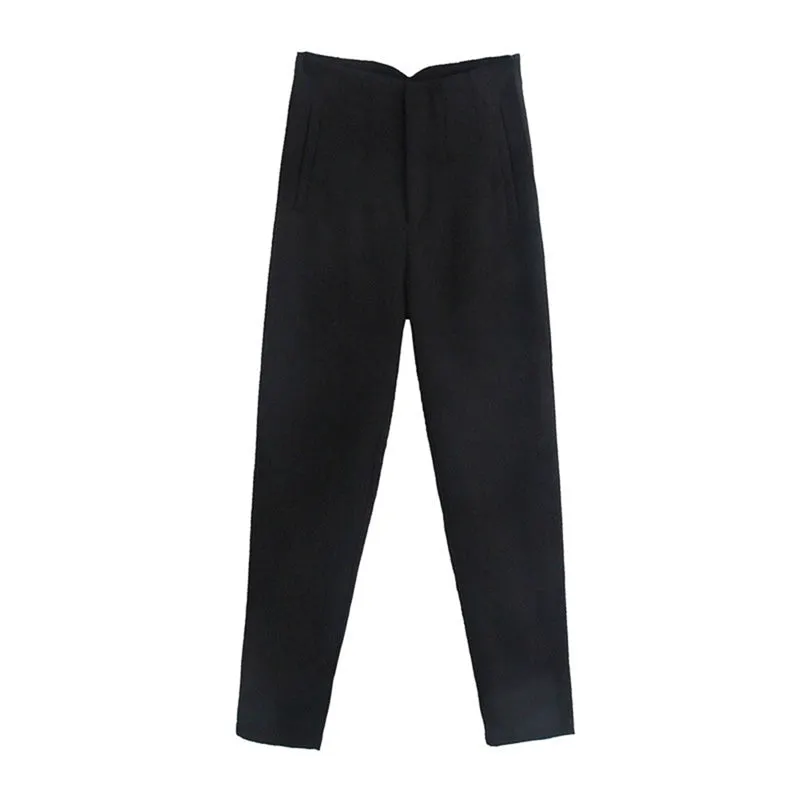 Vintage High Waist Ankle Length Trousers for Women