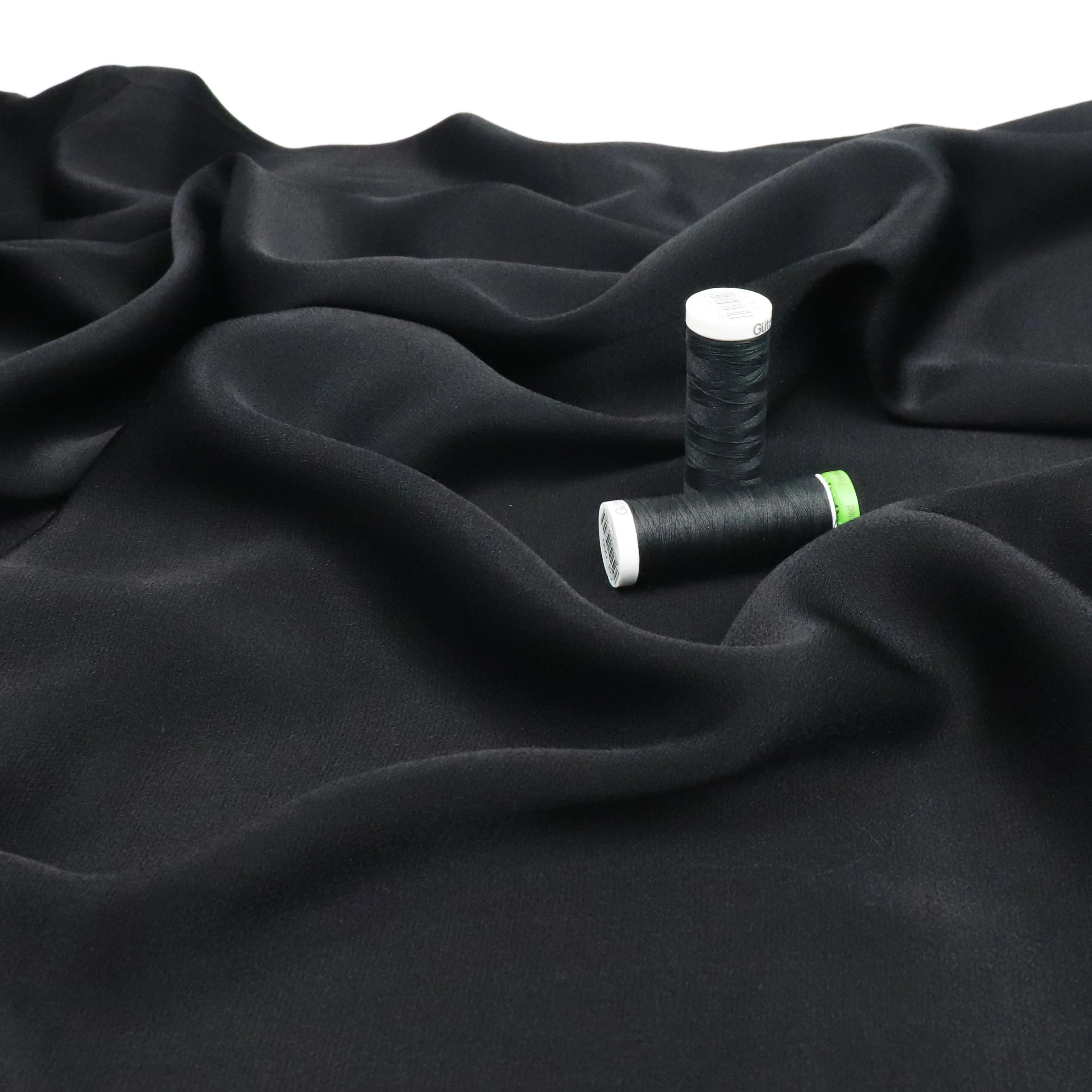 Viscose Satin - Black - END OF BOLT 75cm