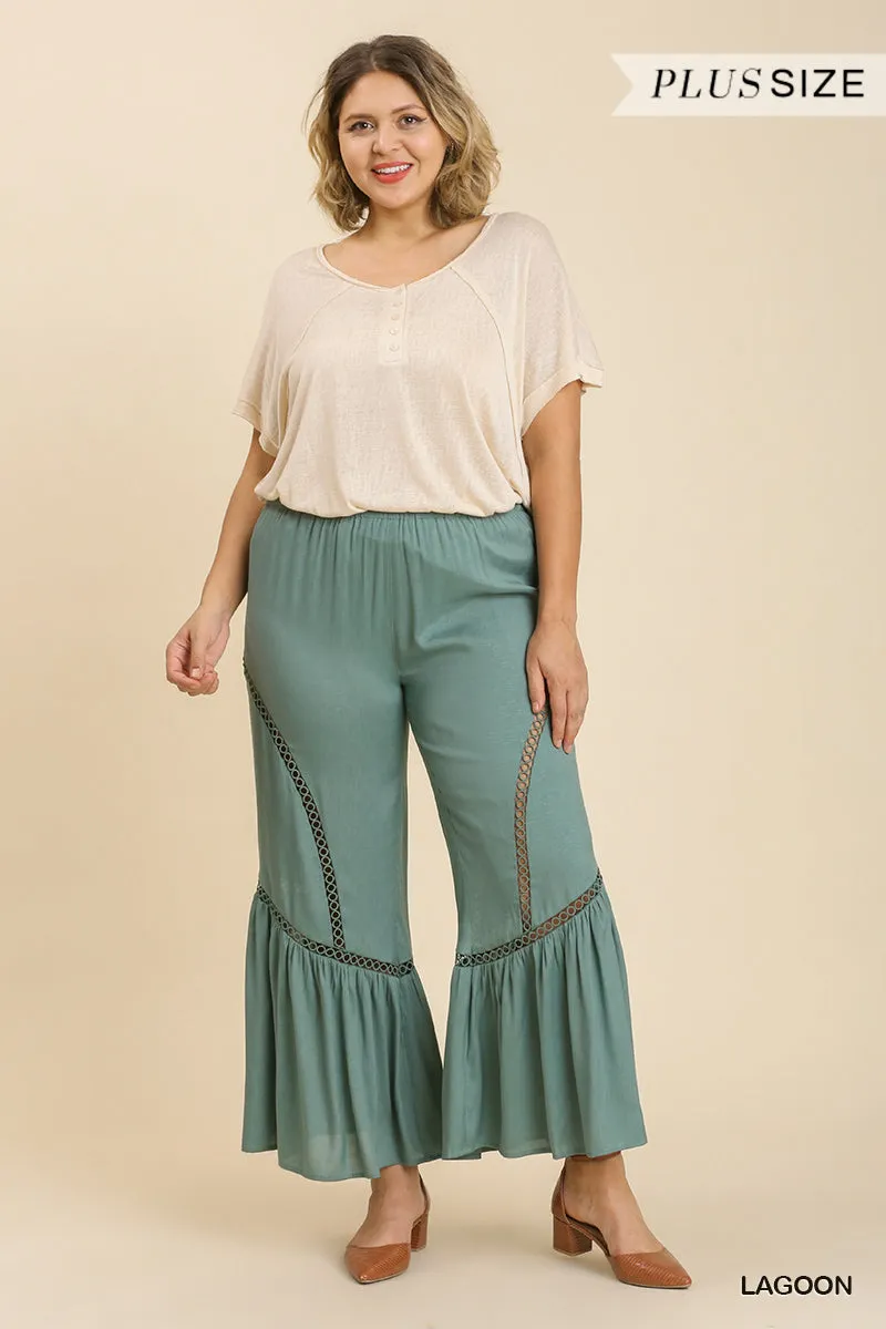 Voluptuous ( ) Plus Size Wide Leg Elastic Waist Lace Tape Pants - 2 colors - Ships from The USA