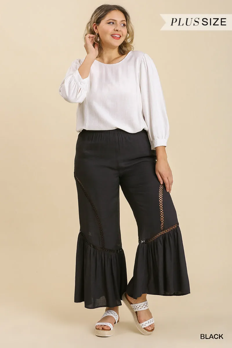 Voluptuous ( ) Plus Size Wide Leg Elastic Waist Lace Tape Pants - 2 colors - Ships from The USA