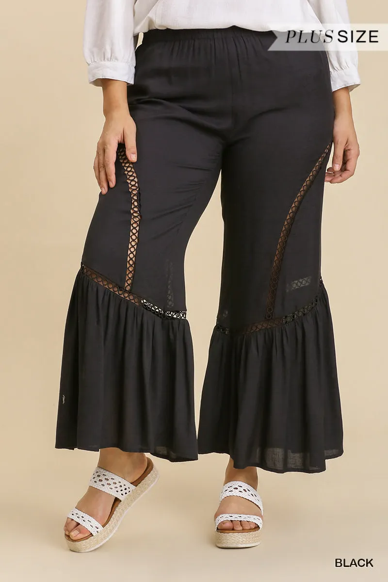 Voluptuous ( ) Plus Size Wide Leg Elastic Waist Lace Tape Pants - 2 colors - Ships from The USA