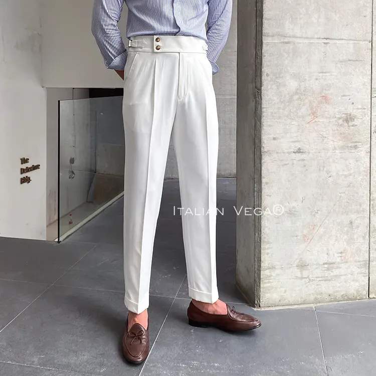 White Signature Buttoned Formal Gurkha Pants by ITALIAN VEGA®