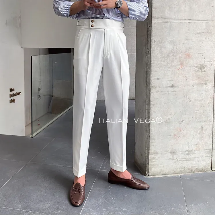 White Signature Buttoned Formal Gurkha Pants by ITALIAN VEGA®