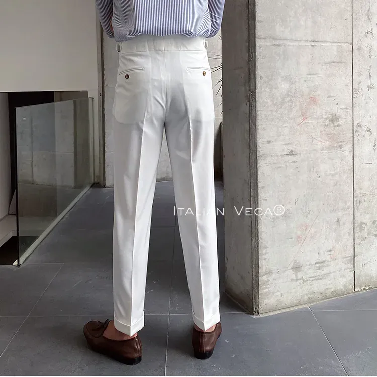 White Signature Buttoned Formal Gurkha Pants by ITALIAN VEGA®