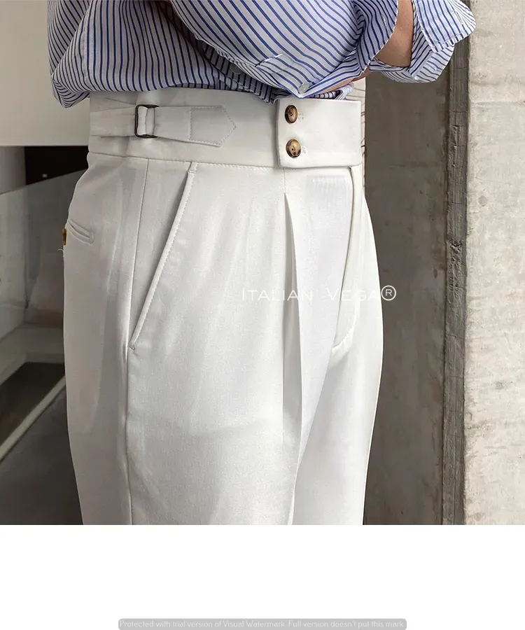 White Signature Buttoned Gurkha Pants by Italian Vega®