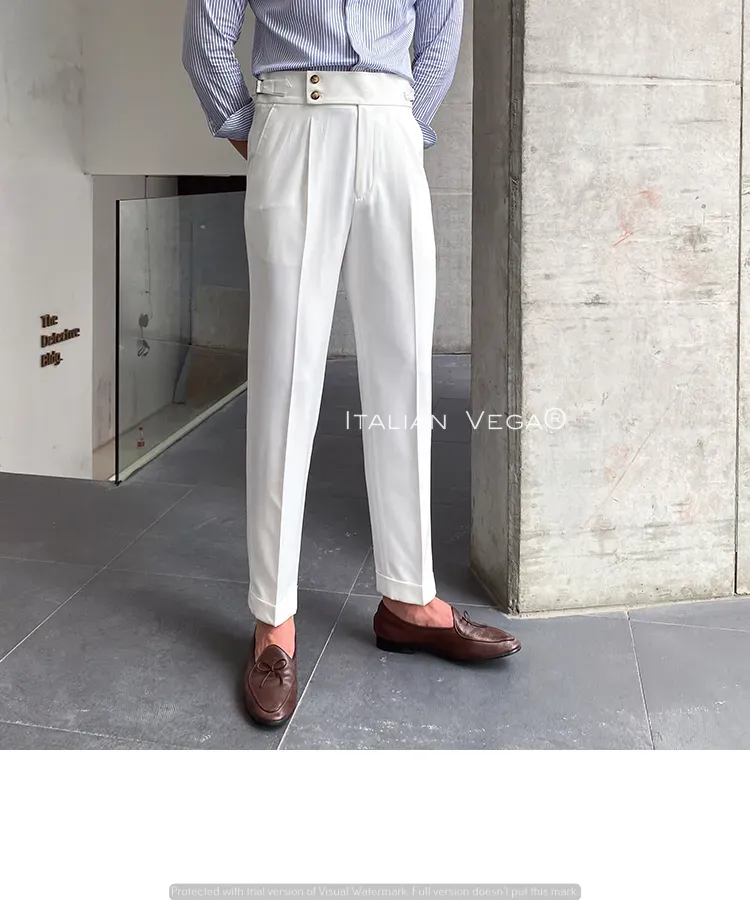 White Signature Buttoned Gurkha Pants by Italian Vega®