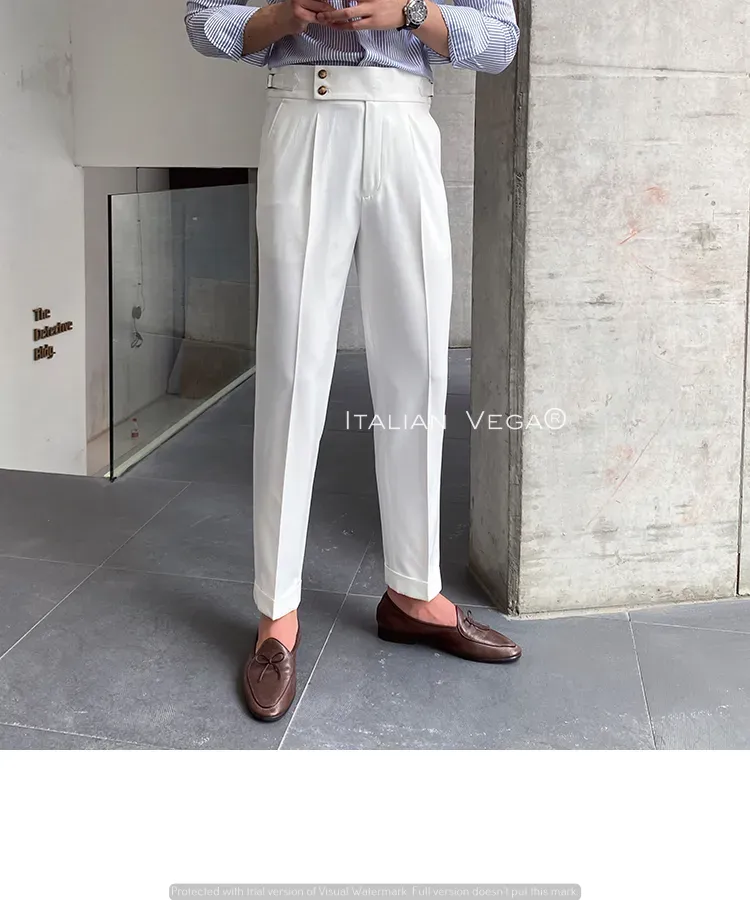 White Signature Buttoned Gurkha Pants by Italian Vega®