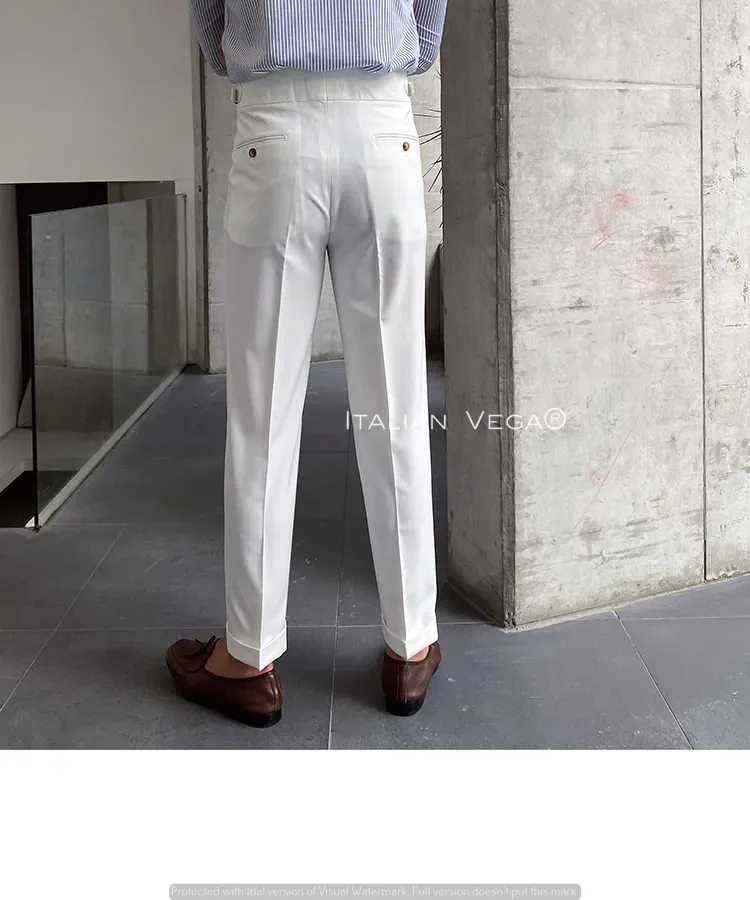 White Signature Buttoned Gurkha Pants by Italian Vega®