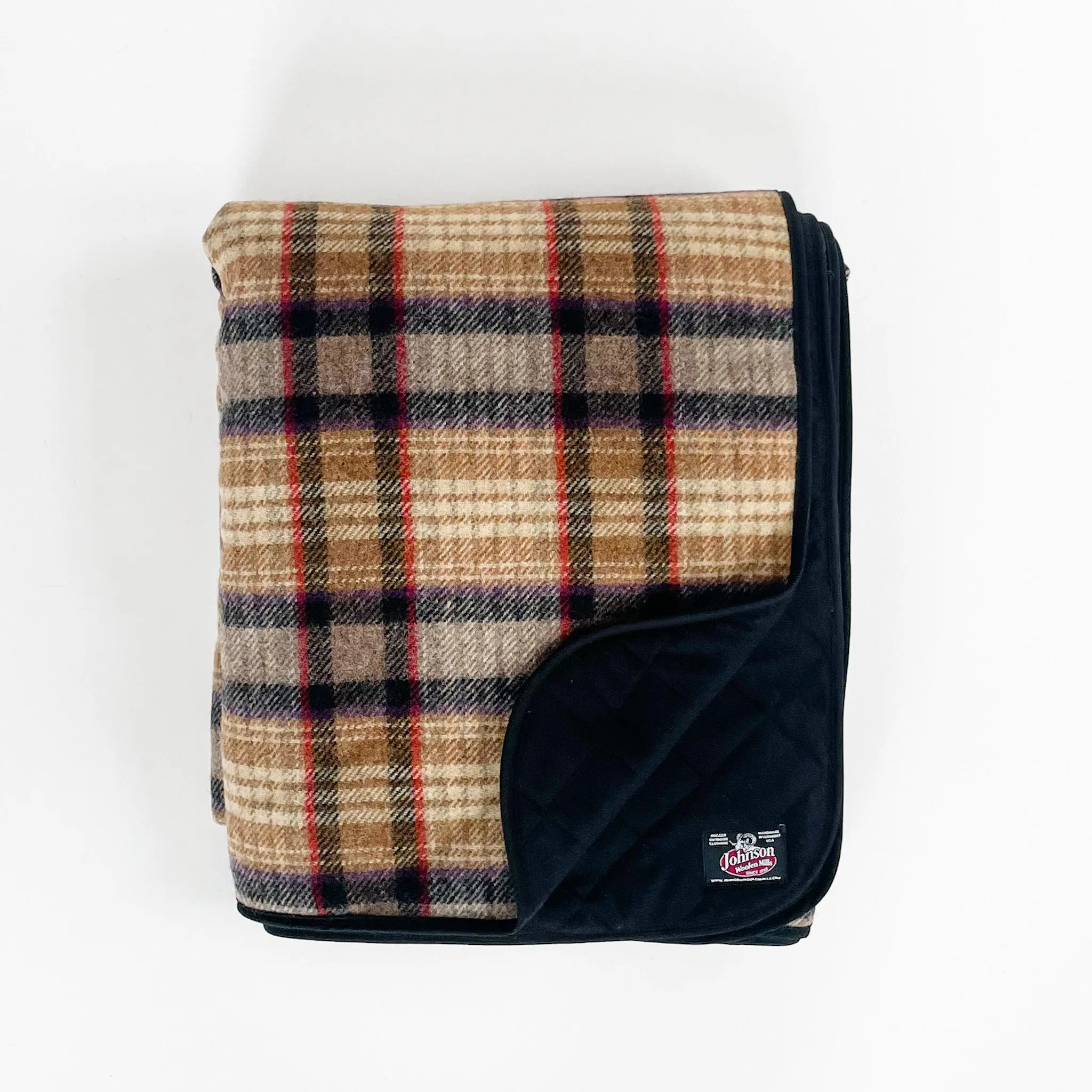 Wilderness Wool Throw Blanket - E - Gold Black Red Plaid