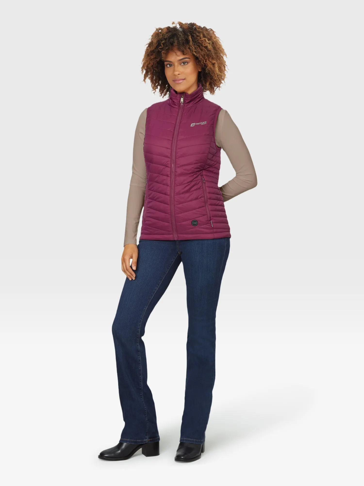 Women's 13W Heated Puffer Vest with HeatSync  - Plum