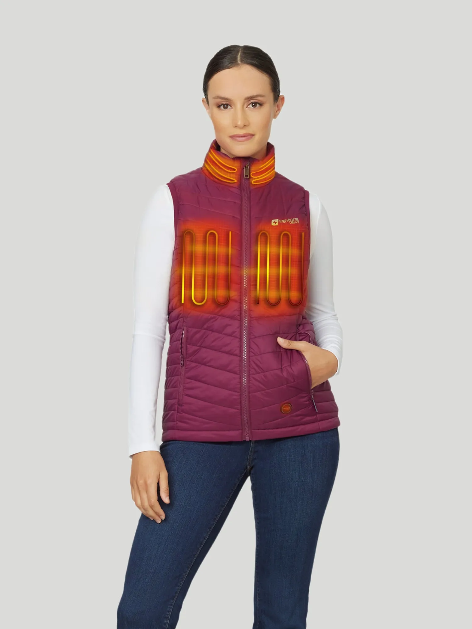 Women's 13W Heated Puffer Vest with HeatSync  - Plum