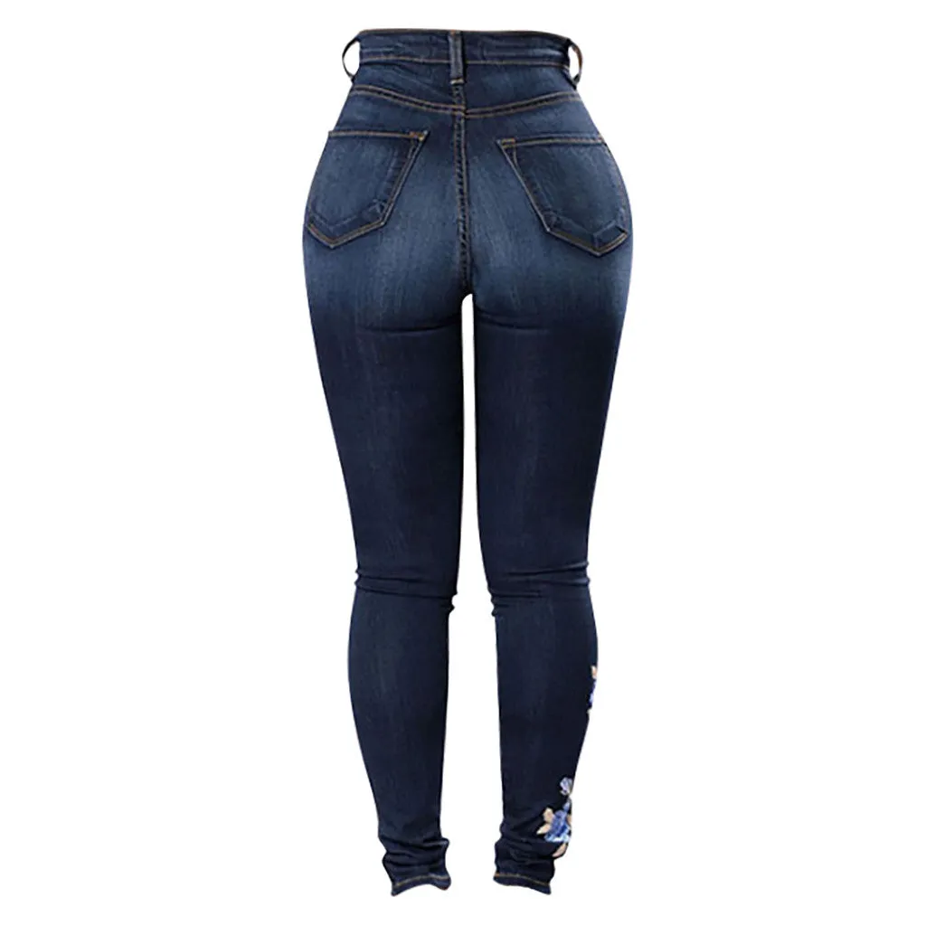 Women's Flower Embroidered Jeans