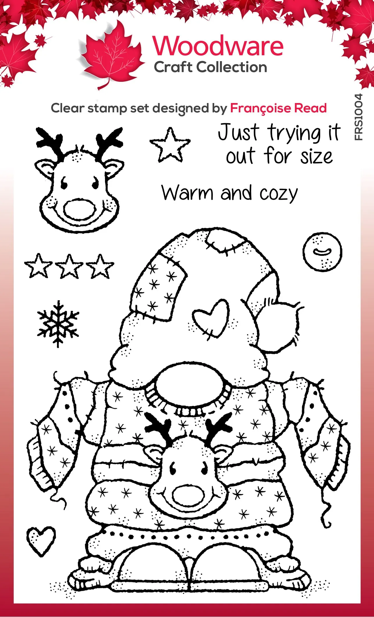 Woodware Clear Singles Cozy Gnome Jumper 4 in x 6 in Stamp Set