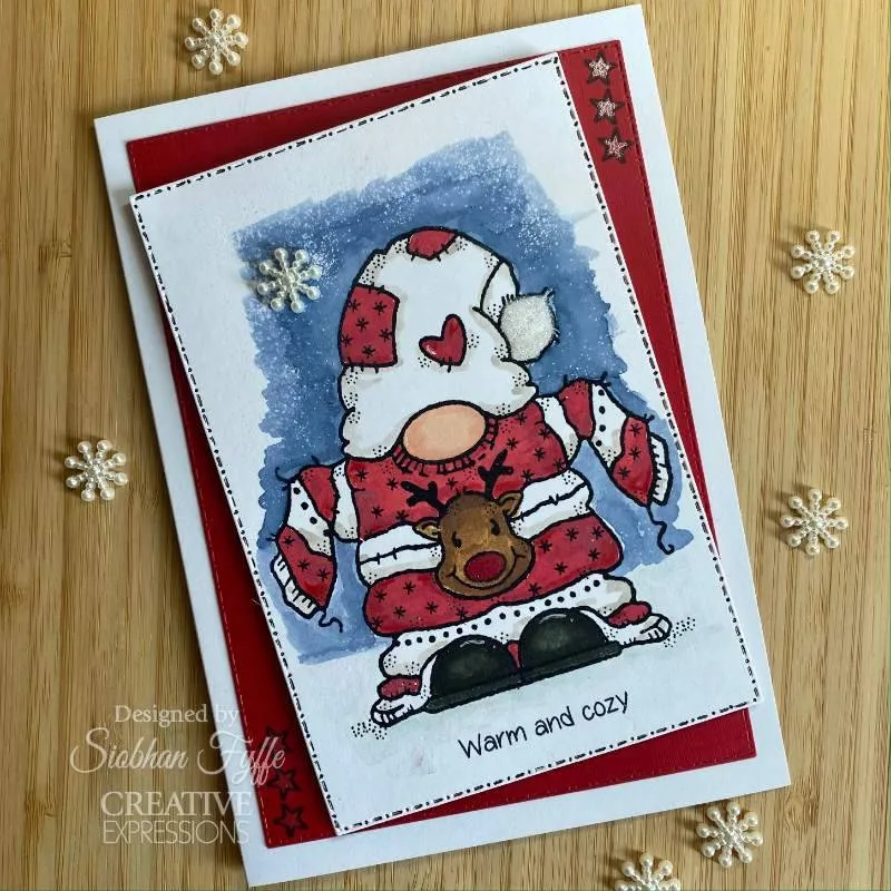 Woodware Clear Singles Cozy Gnome Jumper 4 in x 6 in Stamp Set