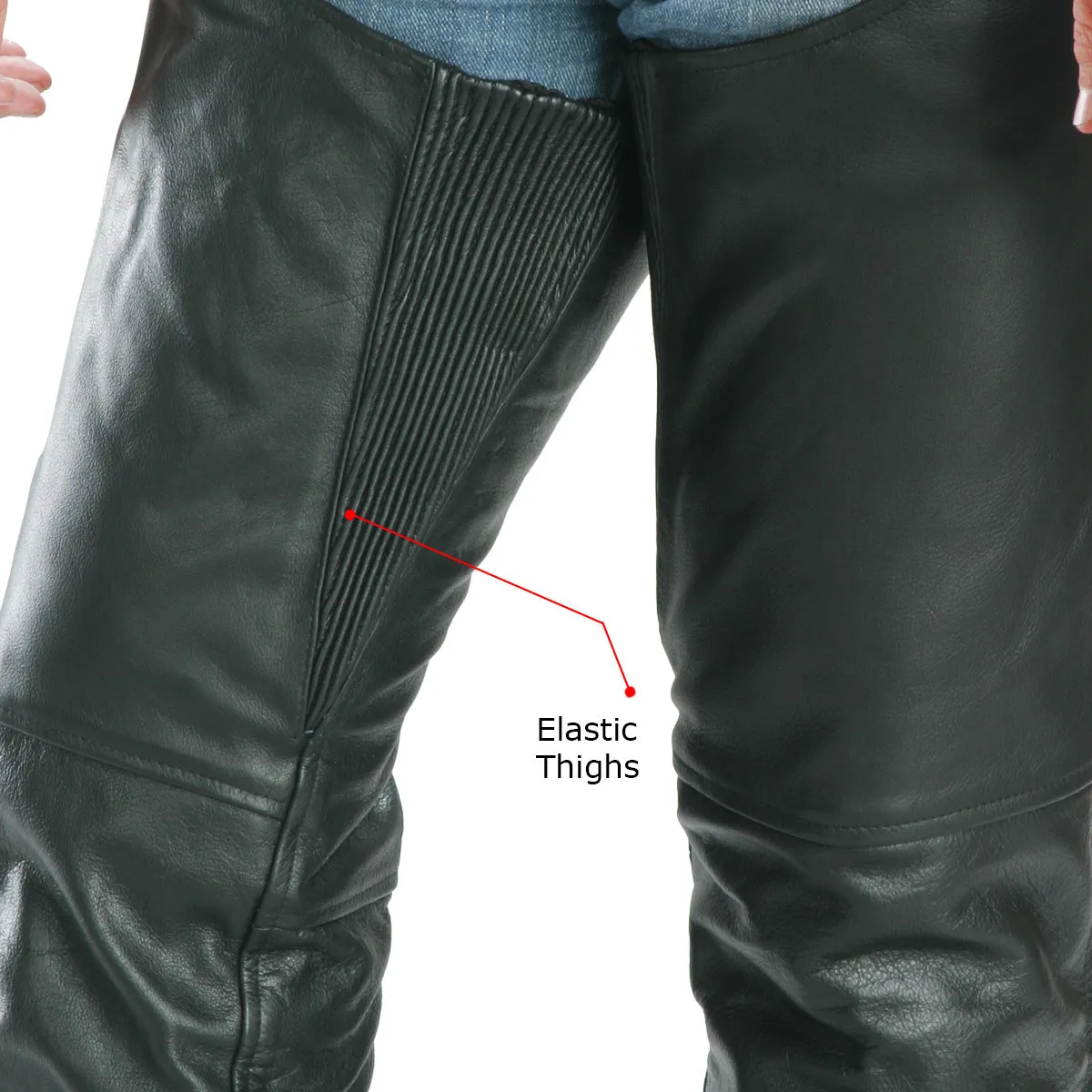 Xelement 7554 Men's Black 'Advanced Dual Comfort' Motorcycle Biker Leather Chaps