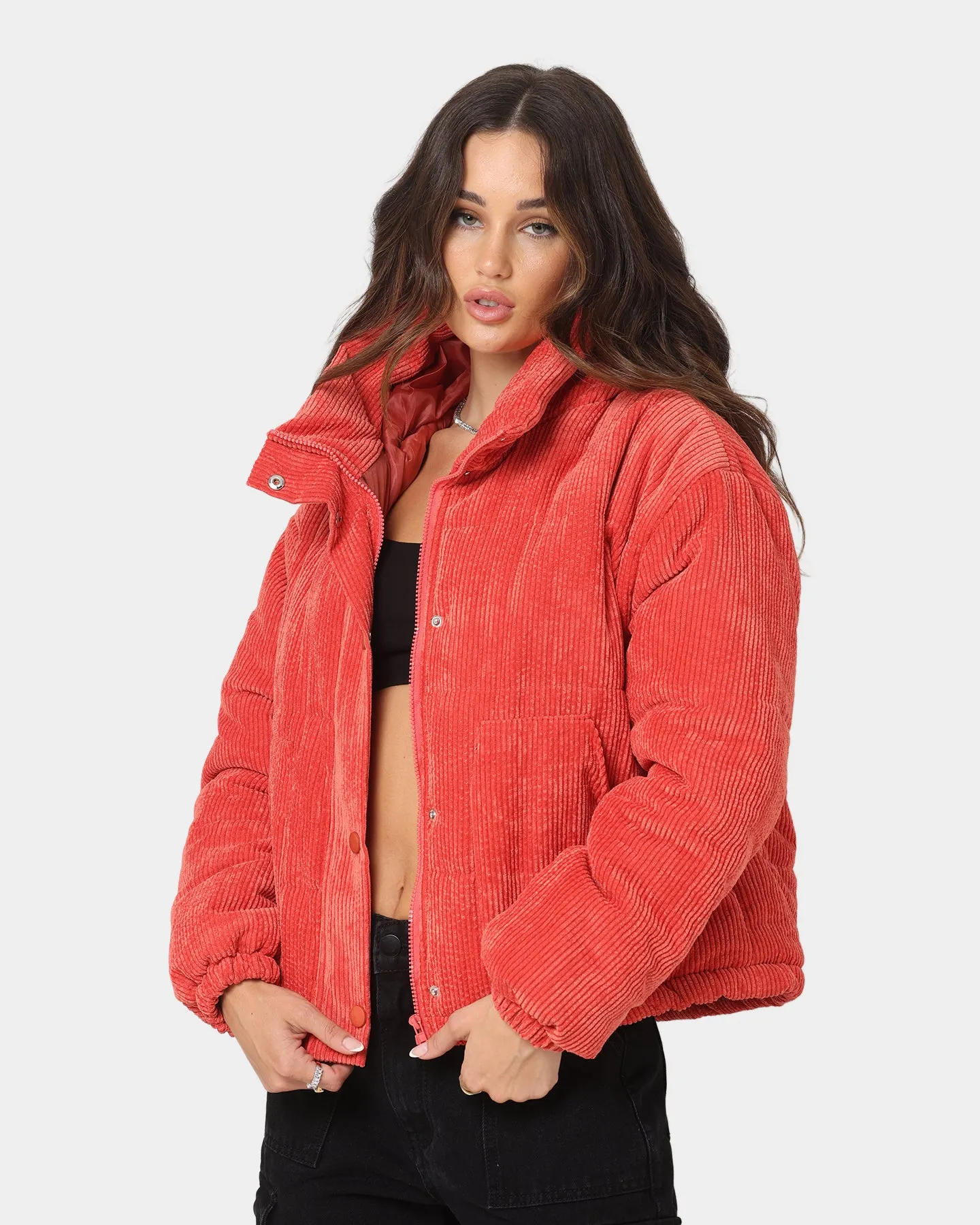 XXIII Women's Schyler Corduroy Puffer Jacket Red