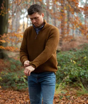 Zip Neck Jumper - Spiced Cider Brown